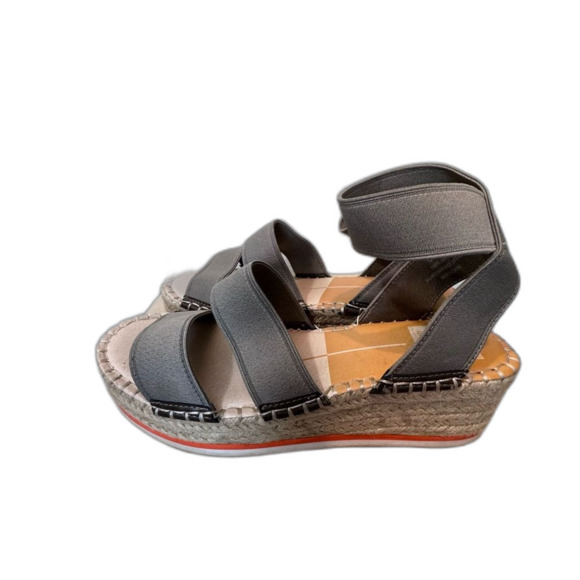 Dolce Vita Lury Espadrille Wedge Sandal Size 7.5M Grey Elastic Open Toe - Picture 3 of 9